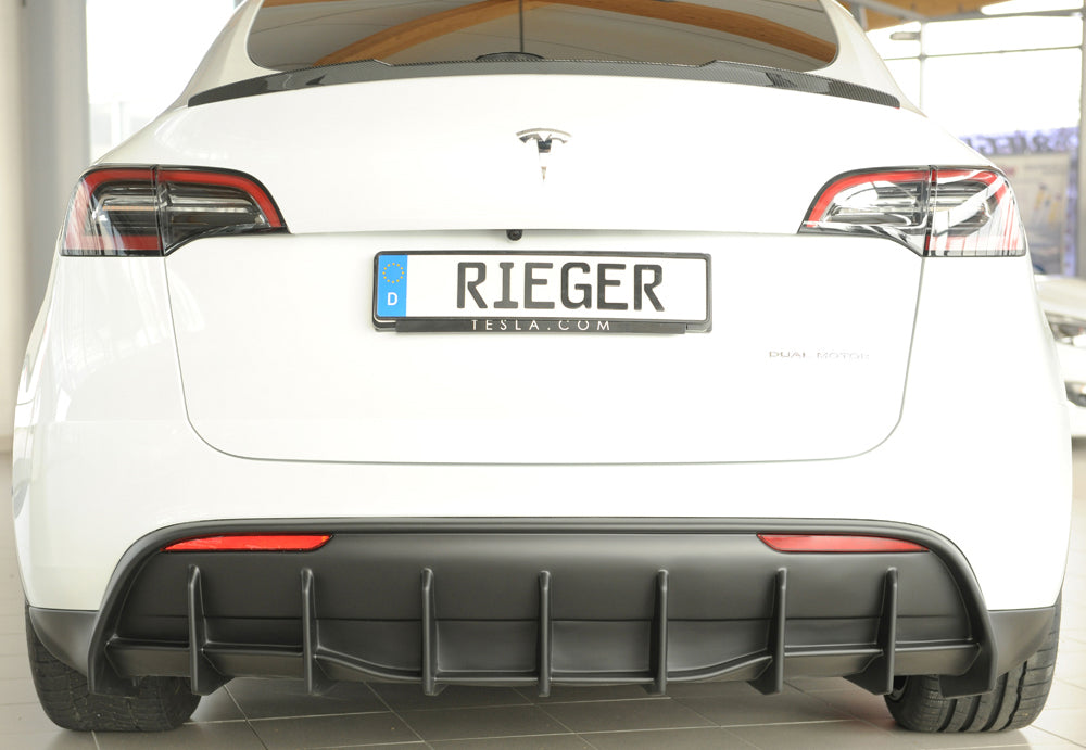 Tesla Model Y  (003) Rieger Heckeinsatz für orig. Heckschürze, ABS, für Fzg. mit Anhängekupplung, 
inkl. Montagezubehör, G...