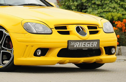 Mercedes SLK (R170) Rieger Spoilerstoßstange (orig. NSW passen nicht mehr) mit seitlichen Rippen, geschlossen, ABS, für Fzg. mit NSW, 
inkl. Alugitter, Montagezubehör, ABE