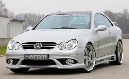 Mercedes CLK (W209) Rieger Seitenschweller  rechts, mit Schacht und 2 Ausschnitten, ABS, 
inkl. Montagezubehör, Alugitter, Gutachten