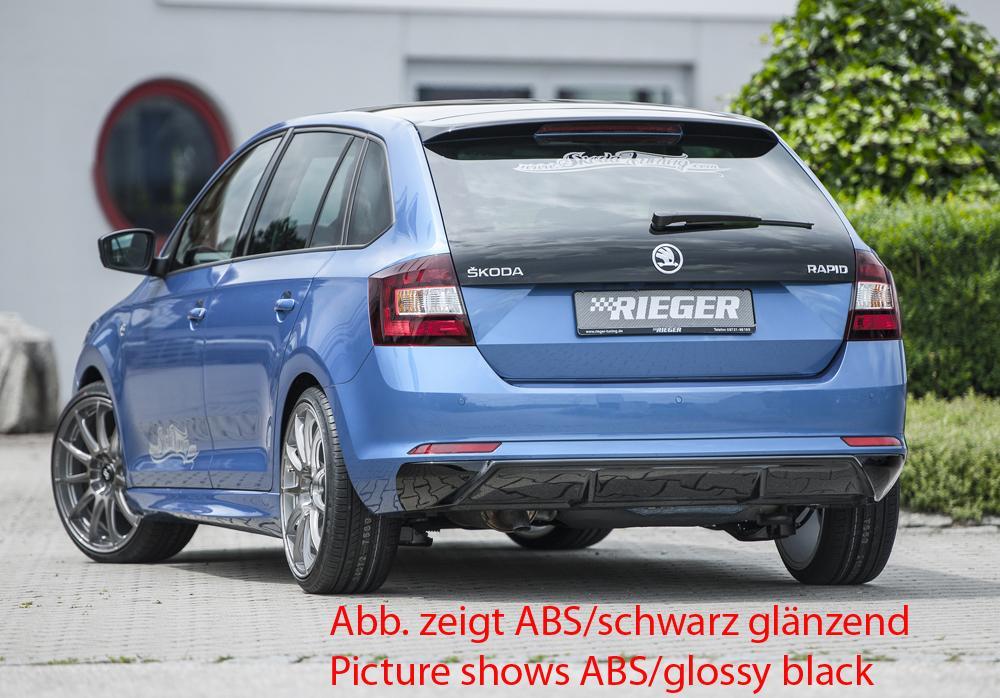 Skoda Rapid (NH) Rieger Heckeinsatz  für orig. Endschalldämpfer, ABS, 
inkl. Montagezubehör, Gutachten