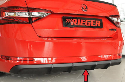 Skoda Superb III (3T/3V) Rieger Heckeinsatz ohne Aussparung für Endrohrblenden ABS, für Fzg. mit Einparkhilfe (PDC), 
inkl. Montagezubehör, Gutachten