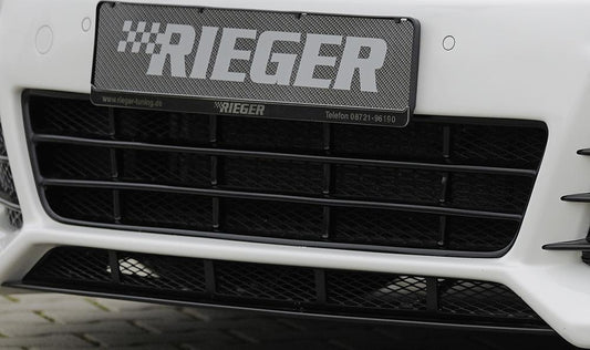 VW Golf 6 Rieger Lüftungsgitter  mittig, für Spoilerstoßstange, ABS, schwarz glänzend, 
inkl. Alugitter, Montagezubehör