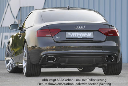 Audi A5 (B8/B81) Rieger Heckeinsatz  für Endrohrblende li. u. re. (185x120mm oval), ABS, schwarz glänzend, für Fzg. mit S-Line Exterieur, 
inkl. Montagezubehör, Gutachten