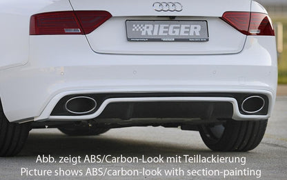Audi A5 (B8/B81) Rieger Heckeinsatz  für Endrohrblende li. u. re. (185x120mm oval), ABS, schwarz glänzend, für Fzg. mit S-Line Exterieur, 
inkl. Montagezubehör, Gutachten