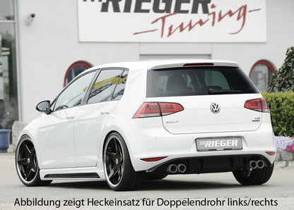 VW Golf 7 Rieger Heckeinsatz  für Doppelendrohr mittig, ABS, schwarz glänzend, 
inkl. Montagezubehör, Gutachten