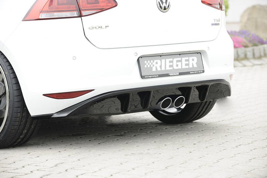 VW Golf 7 Rieger Heckeinsatz  für Doppelendrohr mittig, ABS, schwarz glänzend, 
inkl. Montagezubehör, Gutachten