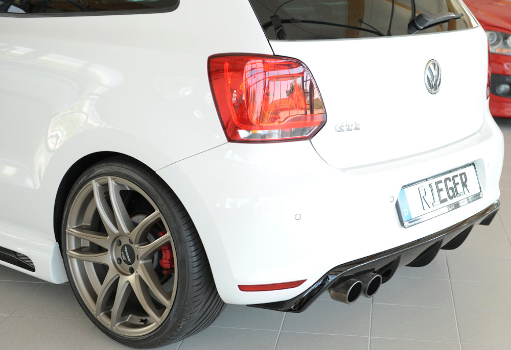 VW Polo 6 GTI (6R) Rieger Heckeinsatz (GBL-47213) für Doppelendrohr li., ABS, schwarz glänzend, 
inkl. Montagezubehör, Gut...