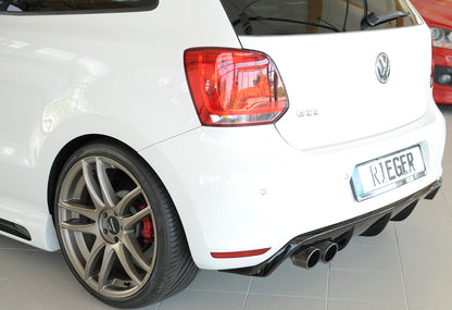 VW Polo 6 GTI (6R) Rieger Heckeinsatz (GBL-47213) für Doppelendrohr li., ABS, schwarz glänzend, 
inkl. Montagezubehör, Gut...