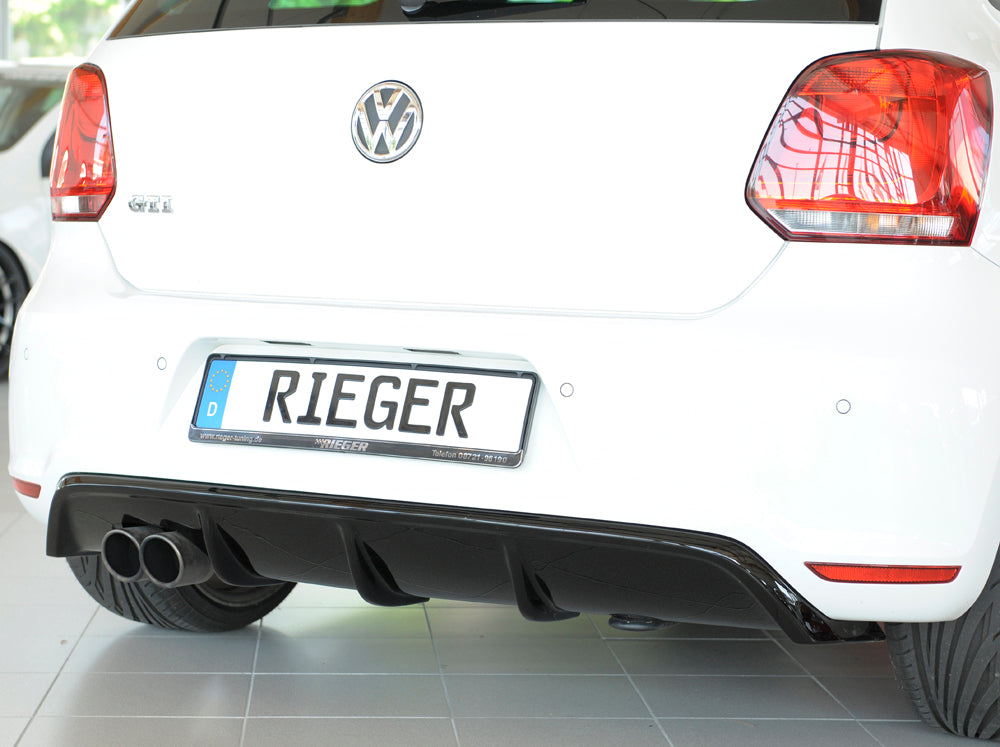 VW Polo 6 GTI (6R) Rieger Heckeinsatz (GBL-47213) für Doppelendrohr li., ABS, schwarz glänzend, 
inkl. Montagezubehör, Gut...