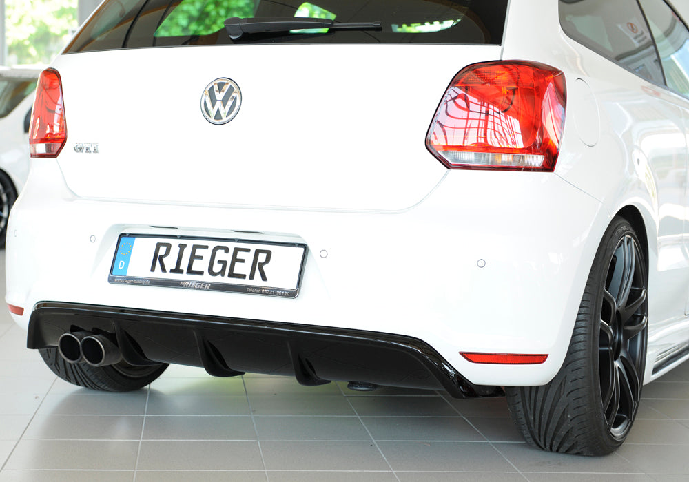 VW Polo 6 GTI (6R) Rieger Heckeinsatz (GBL-47213) für Doppelendrohr li., ABS, schwarz glänzend, 
inkl. Montagezubehör, Gut...