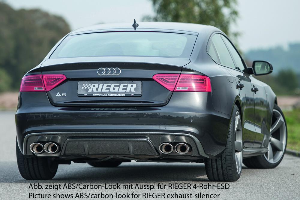 Audi A5 S5 (B8/B81) Rieger Heckeinsatz  für orig. Doppelendrohr li u. re, ABS, schwarz glänzend, für Fzg. mit S-Line Exterieur, 
inkl. Montagezubehör, Gutachten