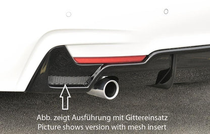 BMW 4er F32  (3C) Rieger Heckeinsatz nur für M-Paket-Heckschürze für orig. Endrohr li., ABS, schwarz glänzend, für Fzg. mit M-Technik, 
inkl. Montagezubehör, Gutachten