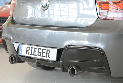 BMW 1er F20  (1K4) Rieger Heckeinsatz nur für M-Paket-Heckschürze, nur 135i für orig. Endrohr li. u. re., ABS, schwarz glänzend, für Fzg. mit M-Technik, 
inkl. Montagezubehör, Gutachten