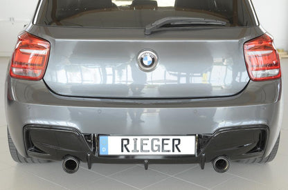 BMW 1er F20  (1K4) Rieger Heckeinsatz nur für M-Paket-Heckschürze, nur 135i für orig. Endrohr li. u. re., ABS, schwarz glänzend, für Fzg. mit M-Technik, 
inkl. Montagezubehör, Gutachten