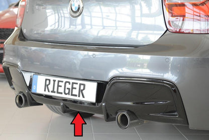 BMW 1er F20  (1K4) Rieger Heckeinsatz nur für M-Paket-Heckschürze, nur 135i für orig. Endrohr li. u. re., ABS, schwarz glänzend, für Fzg. mit M-Technik, 
inkl. Montagezubehör, Gutachten