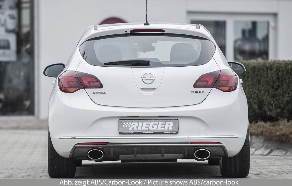 Opel Astra J Rieger Heckeinsatz  für Sportendrohr li. u. re., (140x90mm oval), ABS, schwarz glänzend, 
inkl. Montagezubehör, Gutachten