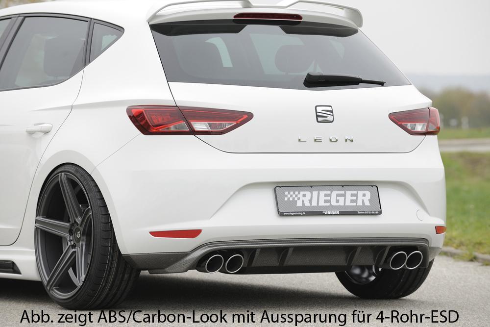 Seat Leon (5F) Rieger Heckschürzenansatz  für Doppelendrohr li., ABS, schwarz glänzend, 
inkl. Montagezubehör, Gutachten