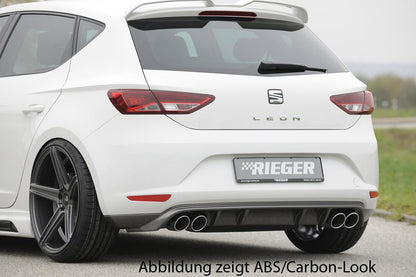 Seat Leon (5F) Rieger Heckschürzenansatz  für Doppelendrohr li. u. re., ABS, schwarz glänzend, 
inkl. Montagezubehör, Gutachten