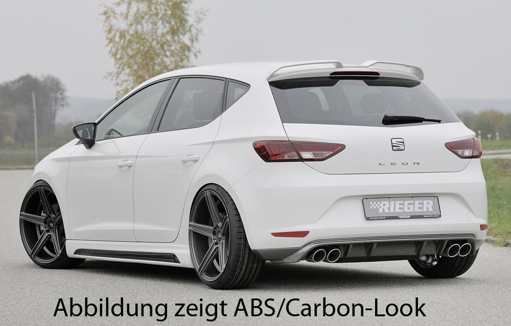 Seat Leon (5F) Rieger Heckschürzenansatz  für Doppelendrohr li. u. re., ABS, schwarz glänzend, 
inkl. Montagezubehör, Gutachten