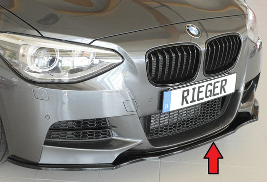 BMW 1er F20  (1K4) Rieger Spoilerschwert für orig. M-Paket-Frontschürze gerade Version, für orig. Frontschürze, ABS, schwarz glänzend, für Fzg. mit M-Technik, 
inkl. Montagezubehör, ABE