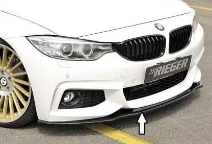 BMW 4er F32  (3C) Rieger Spoilerschwert für orig. M-Paket-Frontschürze gerade Version, für orig. Frontschürze, ABS, schwarz glänzend, für Fzg. mit M-Technik, 
inkl. ABE, Montagezubehör