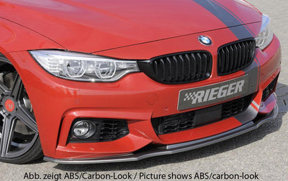 BMW 4er F32  (3C) Rieger Spoilerschwert für orig. M-Paket-Frontschürze gerade Version, für orig. Frontschürze, ABS, schwarz glänzend, für Fzg. mit M-Technik, 
inkl. ABE, Montagezubehör