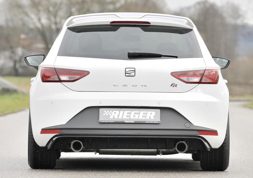 Seat Leon FR (5F) Rieger Heckeinsatz  für Sportendrohr li. u. re., (100mm ø), ABS, schwarz glänzend, 
inkl. Montagezubehör, Gutachten