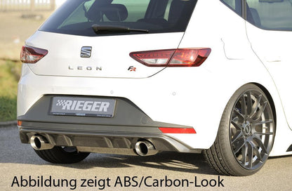 Seat Leon FR (5F) Rieger Heckeinsatz  für Sportendrohr li. u. re., (100mm ø), ABS, schwarz glänzend, 
inkl. Montagezubehör, Gutachten