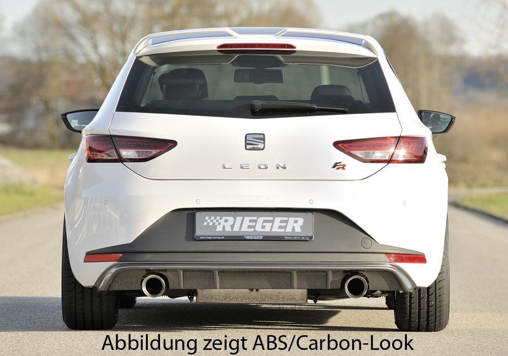 Seat Leon FR (5F) Rieger Heckeinsatz  für Sportendrohr li. u. re., (100mm ø), ABS, schwarz glänzend, 
inkl. Montagezubehör, Gutachten