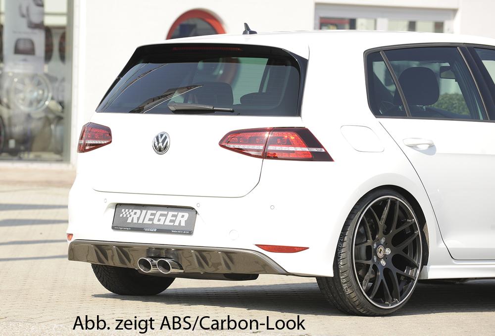 VW Golf 7 Rieger Heckeinsatz für R-Line Heckschürze für Remus-ESD  00322578 (ohne Gutachten) für Doppelendrohr mittig, (2x93x74mm oval), ABS, schwarz glänzend, für Fzg. mit R-Line Exterieur, 
inkl. Montagezubehör, Gutachten