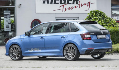 Skoda Rapid (NH) Rieger Heckeinsatz  für orig. Endschalldämpfer, ABS, schwarz glänzend, 
inkl. Montagezubehör, Gutachten