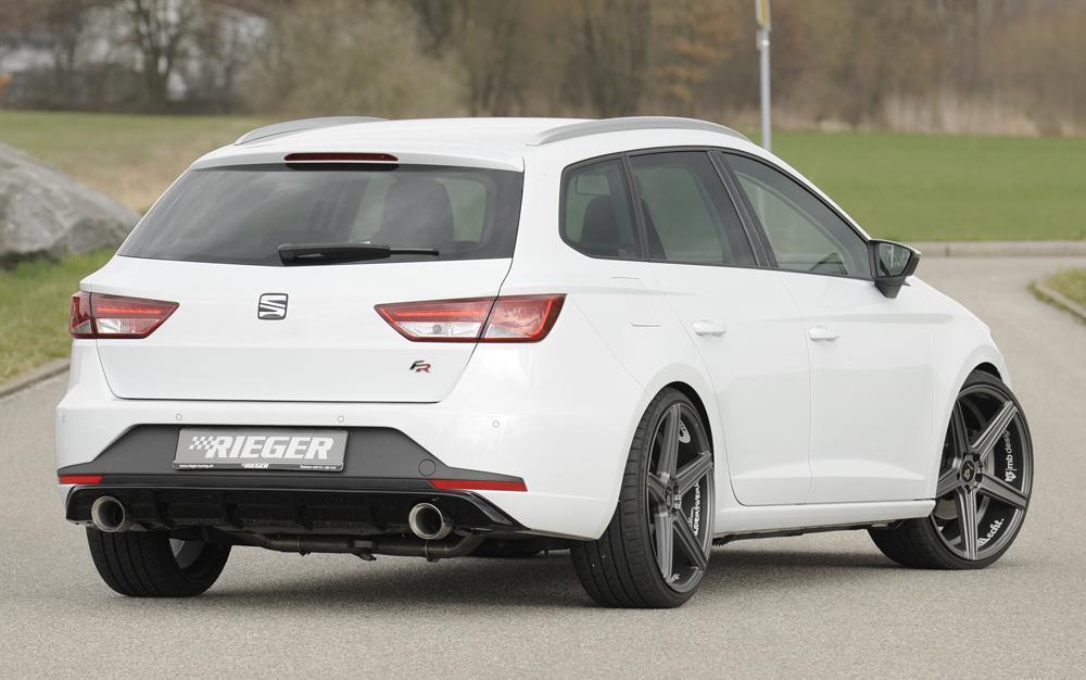 Seat Leon FR (5F) Rieger Heckeinsatz  für Sportendrohr li. u. re., (100mm ø), ABS, schwarz glänzend, 
inkl. Montagezubehör, Gutachten