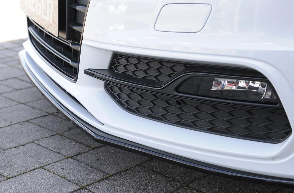 Audi A3 (8V) Rieger Spoilerschwert für orig. S-Line Frontschürze gerade Version, für orig. Frontschürze, ABS, schwarz glänzend, für Fzg. mit S-Line Exterieur, 
inkl. Montagezubehör, ABE