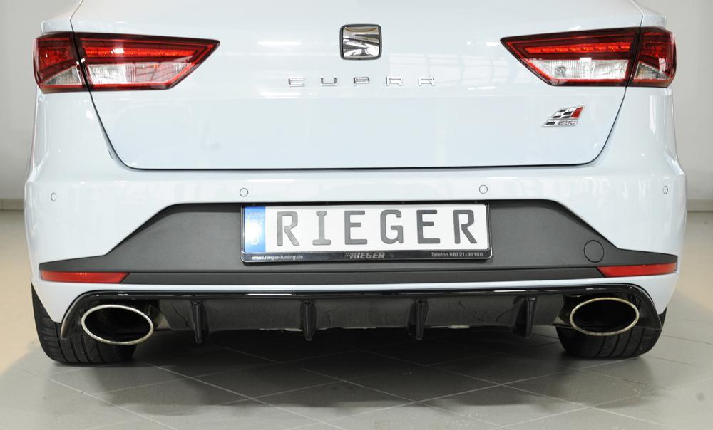 Seat Leon Cupra (5F) Rieger Heckeinsatz  für orig. Endrohr li. u. re., ABS, schwarz glänzend, 
inkl. Montagezubehör, Gutachten