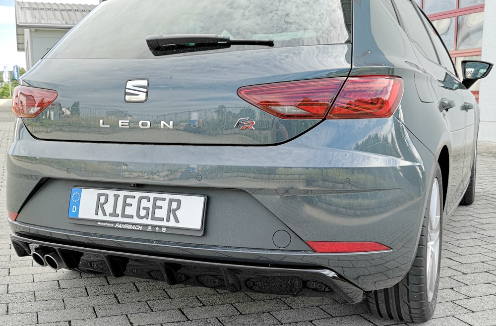 Seat Leon FR (5F) Rieger Heckeinsatz für Doppelendrohr li., ABS, schwarz glänzend, 
inkl. Montagezubehör, Gutachten