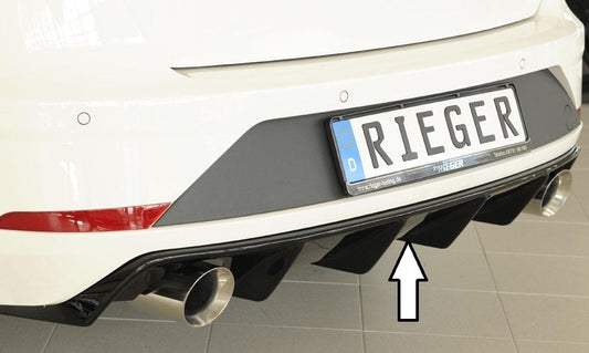 Seat Leon FR (5F) Rieger Heckeinsatz für Fzg. ohne Anhängekupplung für Sportendrohr li. u. re., (100mm ø), ABS, schwarz glänzend, 
inkl. Montagezubehör, Gutachten