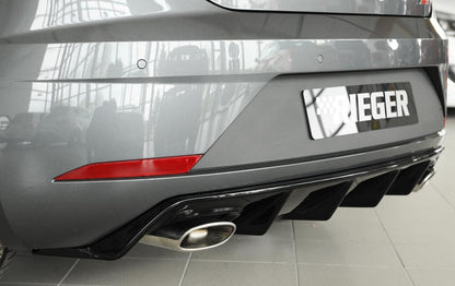 Seat Leon Cupra (5F) Rieger Heckeinsatz  für orig. Endrohr li. u. re., ABS, schwarz glänzend, 
inkl. Montagezubehör, Gutachten