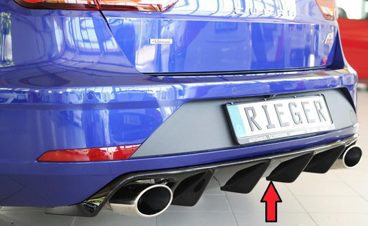 Seat Leon Cupra (5F) Rieger Heckeinsatz  für orig. Endrohr li. u. re., ABS, schwarz glänzend, 
inkl. Montagezubehör, Gutachten