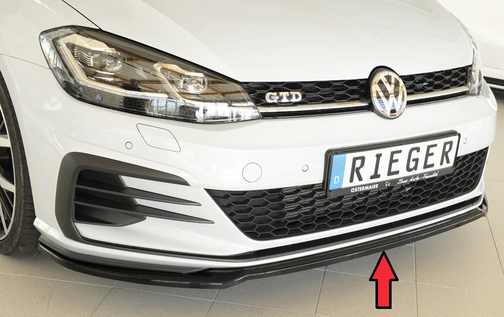 VW Golf 7 GTD Rieger Spoilerschwert nur für GTI / GTD / GTE für orig. Frontschürze für orig. Frontschürze, ABS, schwarz glänzend, 
inkl. Montagezubehör, ABE