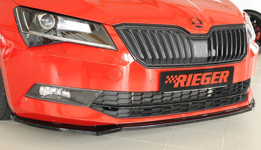 Skoda Superb III (3T/3V) Rieger Spoilerschwert für orig. Frontschürze für orig. Frontschürze, ABS, schwarz glänzend, 
inkl. Montagezubehör, ABE