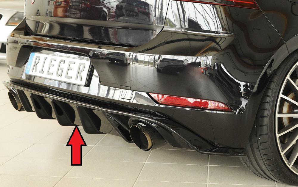 VW Golf 7 GTI Rieger Heckeinsatz  für orig. Endrohr li. u. re., ABS, schwarz glänzend, 
inkl. Montagezubehör, Gutachten