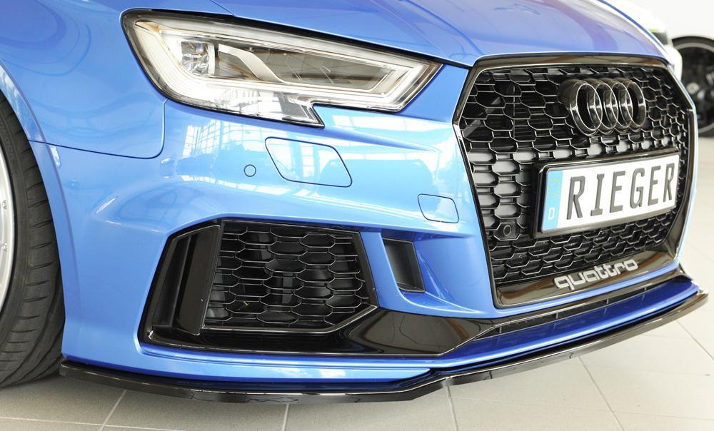 Audi RS3 (8V) Rieger Spoilerschwert für orig. RS3-Frontschürze für orig. Frontschürze, ABS, schwarz glänzend, 
inkl. Montagezubehör, ABE