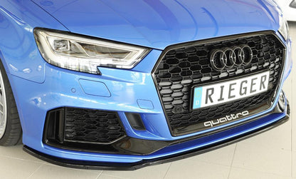 Audi RS3 (8V) Rieger Spoilerschwert für orig. RS3-Frontschürze für orig. Frontschürze, ABS, schwarz glänzend, 
inkl. Montagezubehör, ABE