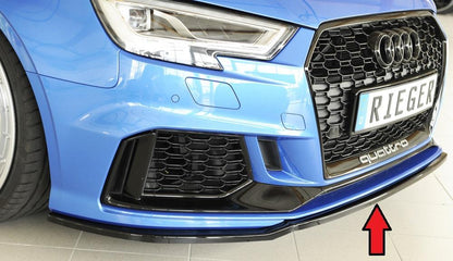 Audi RS3 (8V) Rieger Spoilerschwert für orig. RS3-Frontschürze für orig. Frontschürze, ABS, schwarz glänzend, 
inkl. Montagezubehör, ABE