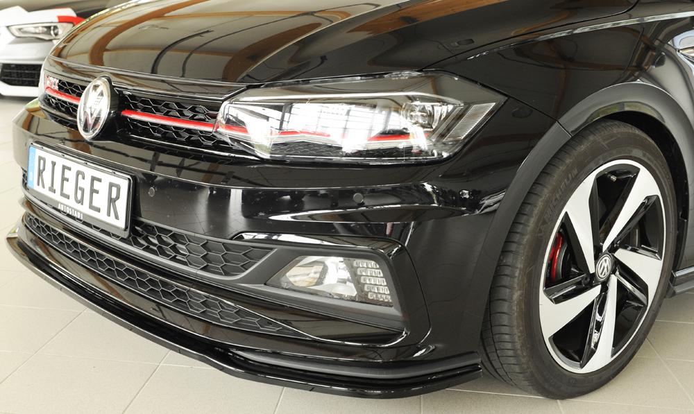 VW Polo (AW) GTI Rieger Spoilerschwert für orig. GTI-/R-Line Frontschürze für orig. Frontschürze, ABS, schwarz glänzend, 
inkl. Montagezubehör, ABE