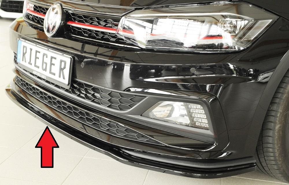 VW Polo (AW) GTI Rieger Spoilerschwert für orig. GTI-/R-Line Frontschürze für orig. Frontschürze, ABS, schwarz glänzend, 
inkl. Montagezubehör, ABE