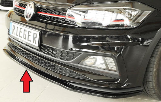 VW Polo (AW) GTI Rieger Spoilerschwert für orig. GTI-/R-Line Frontschürze für orig. Frontschürze, ABS, schwarz glänzend, 
inkl. Montagezubehör, ABE