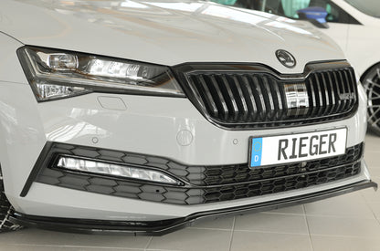 Skoda Superb III (3T/3V) Rieger Spoilerschwert für orig. Frontschürze, ABS, schwarz glänzend, 
inkl. Montagezubehör, ABE