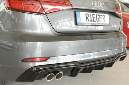 Audi A3 (8V) Rieger Heckeinsatz  für Doppelendrohr li., ABS, schwarz glänzend, für Fzg. mit S-Line Exterieur, 
inkl. Montagezubehör, Gutachten