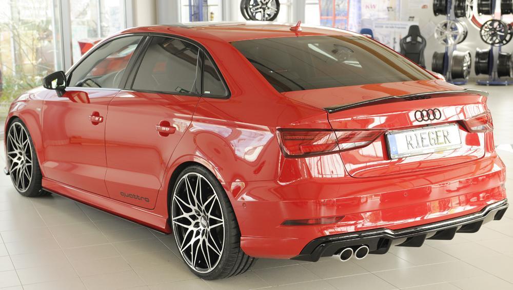 Audi A3 (8V) Rieger Heckeinsatz  für Doppelendrohr li., ABS, schwarz glänzend, für Fzg. mit S-Line Exterieur, 
inkl. Montagezubehör, Gutachten